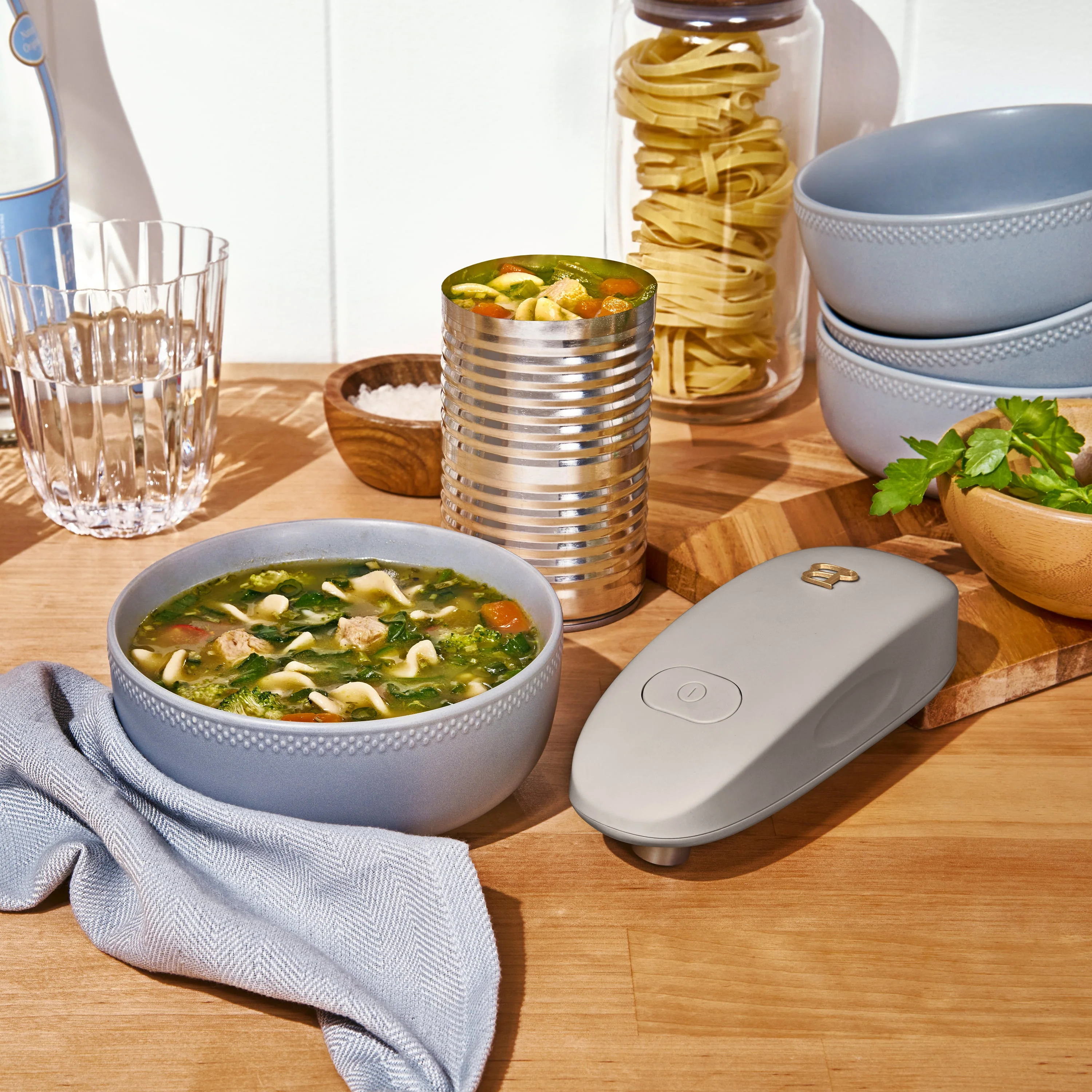 Made By Gather Beautiful Hands-Free Battery Operated Electric Can Opener with Stainless Steel Blade, Porcini Taupe - Image 6