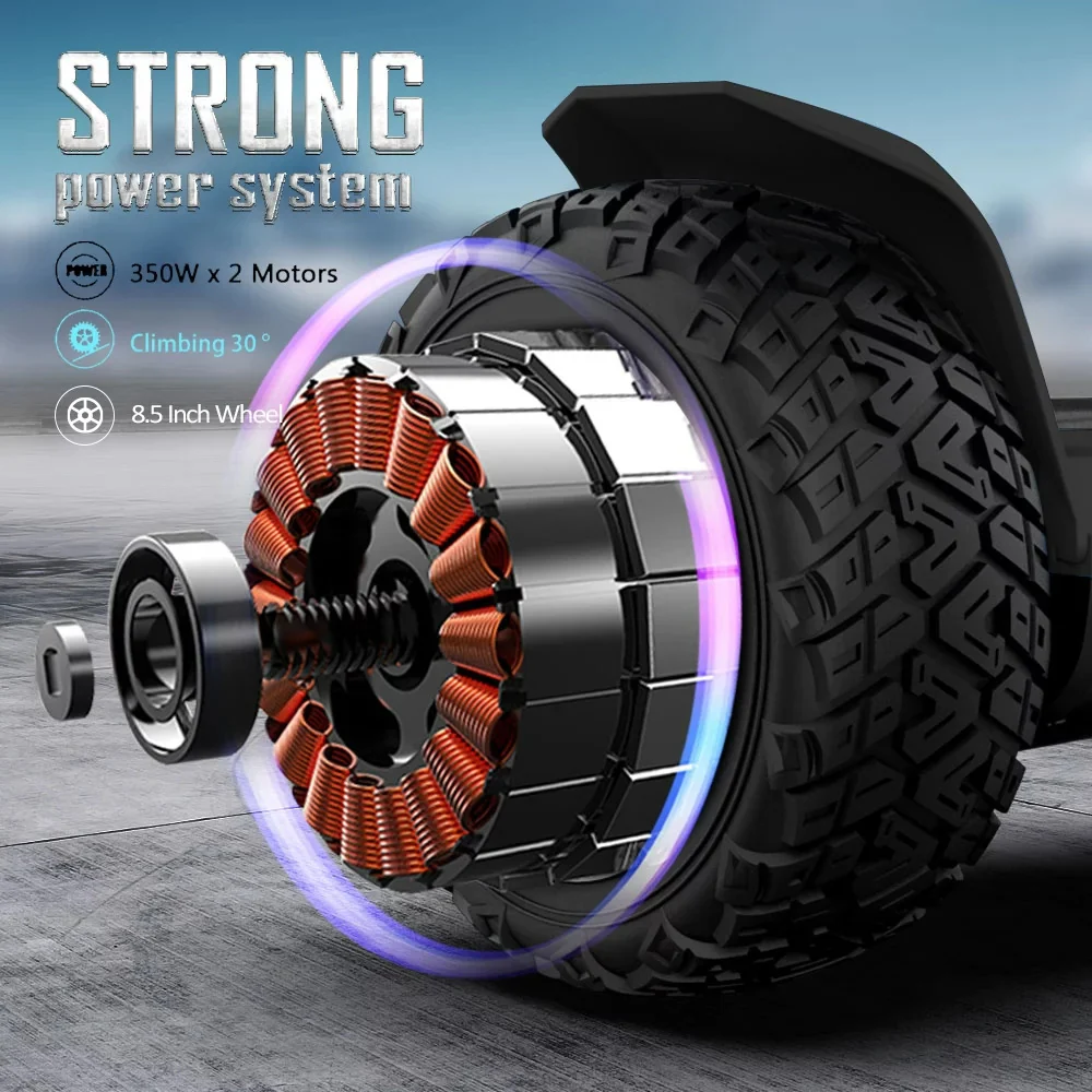 MAGIC HOVER HG2-Black Warrior Off-Road Hoverboard, Black, 8.5" - Image 4