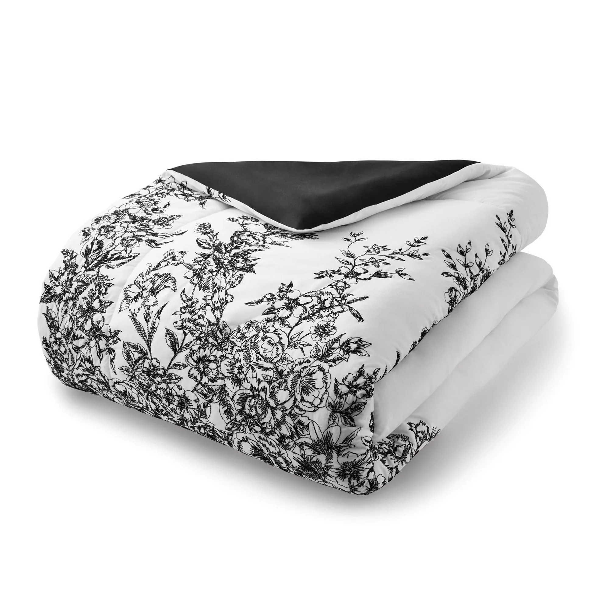 Mainstays 88546 5-Piece White and Black Embroidered Comforter Set, Full/Queen - Image 3