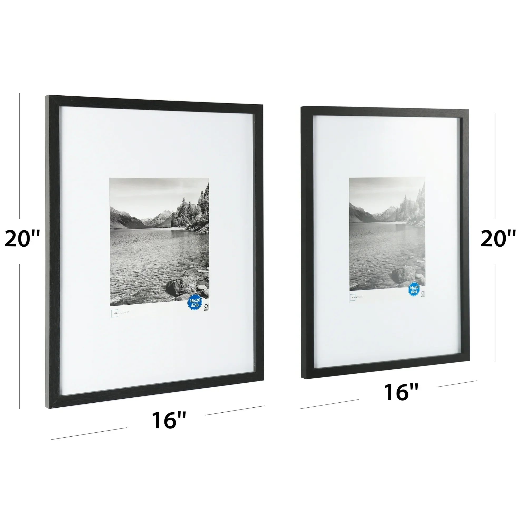 Mainstays Black Gallery 2 PC Frame Set, Matted for 8"x10" Pictures - Image 2