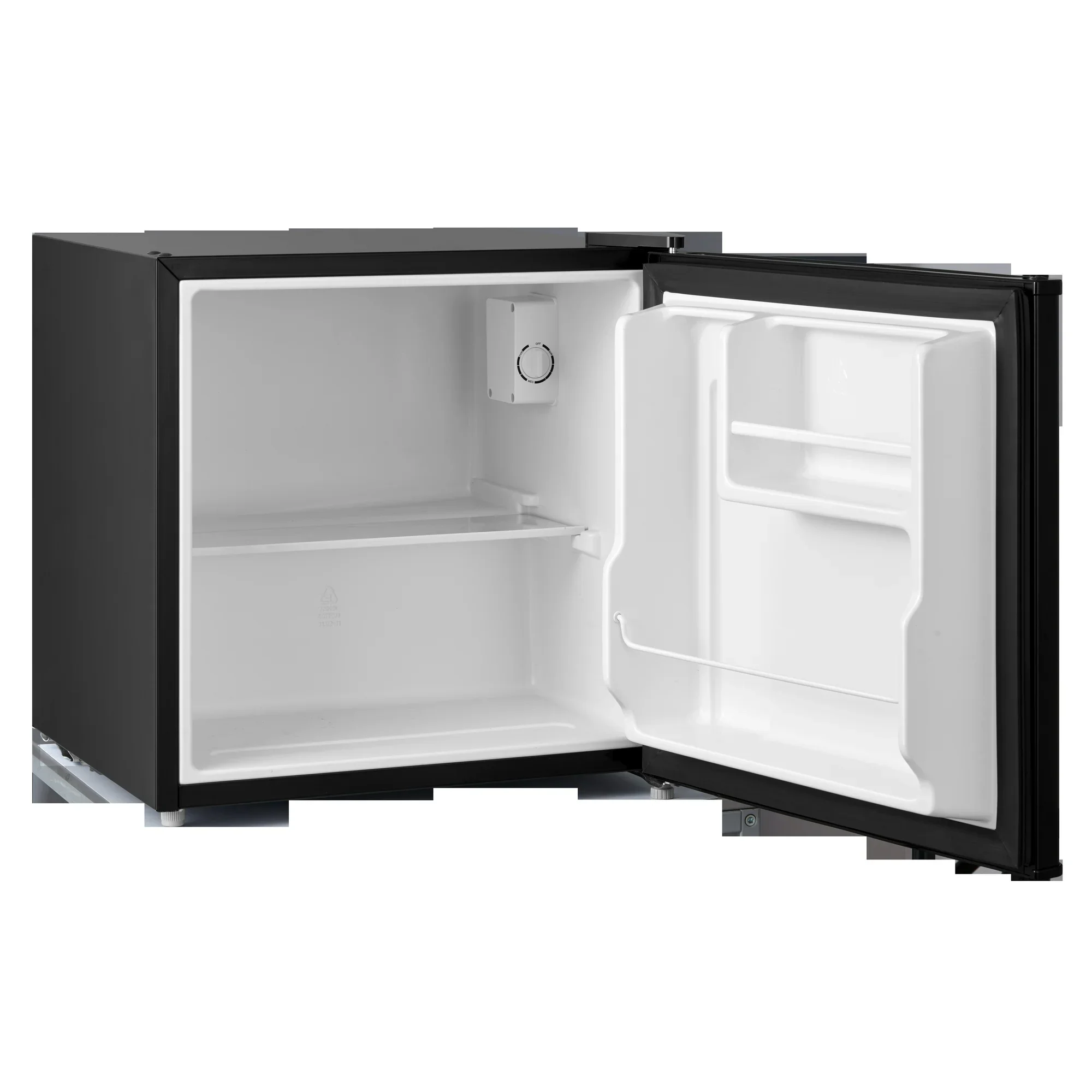 Mainstays MS953619315304 Compact Refrigerator, 1.7 Cu. Ft., Single Door, Black, Reversible Hinge, Built-in 2-Liter Bottle Rack - Image 2