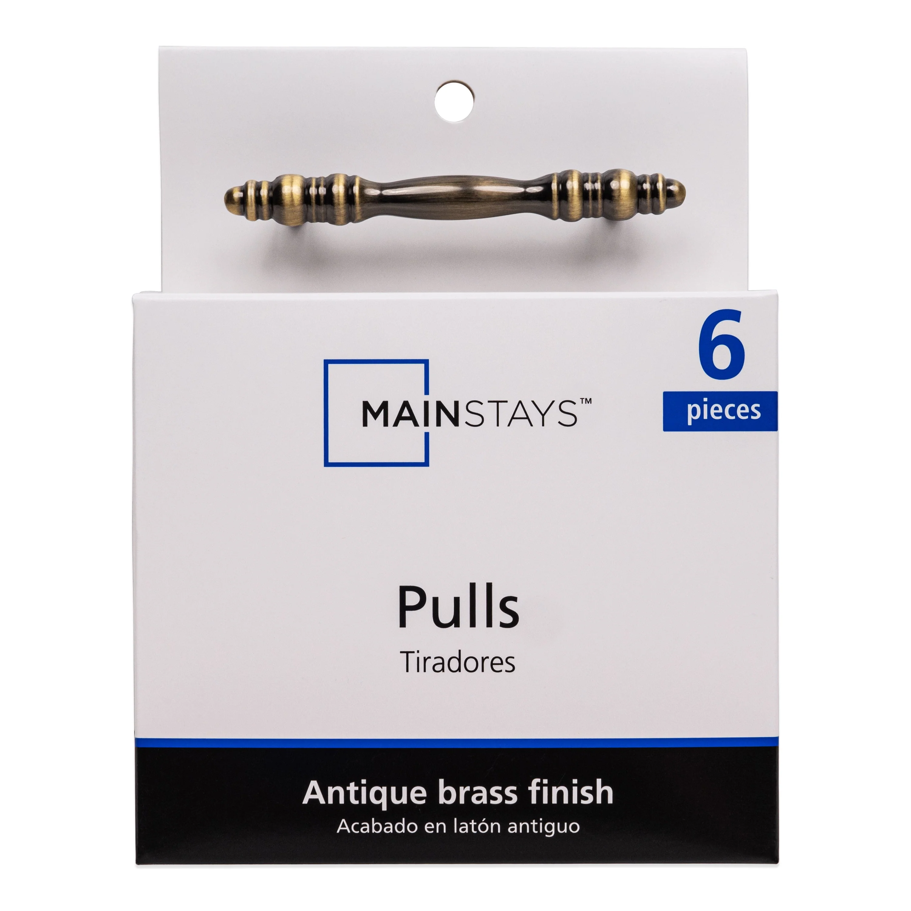 Mainstays Traditional Cabinet Pull, 3 in Center-to-Center, Antique Brass Finish, 6 Pack - Image 2