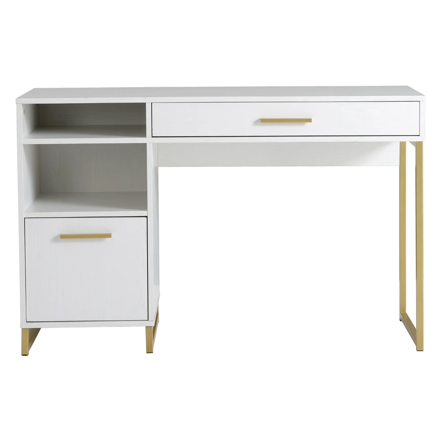 Mainstays WD MTL DESK White Metal Desk, Durable Compact Office Workspace with Spacious Surface