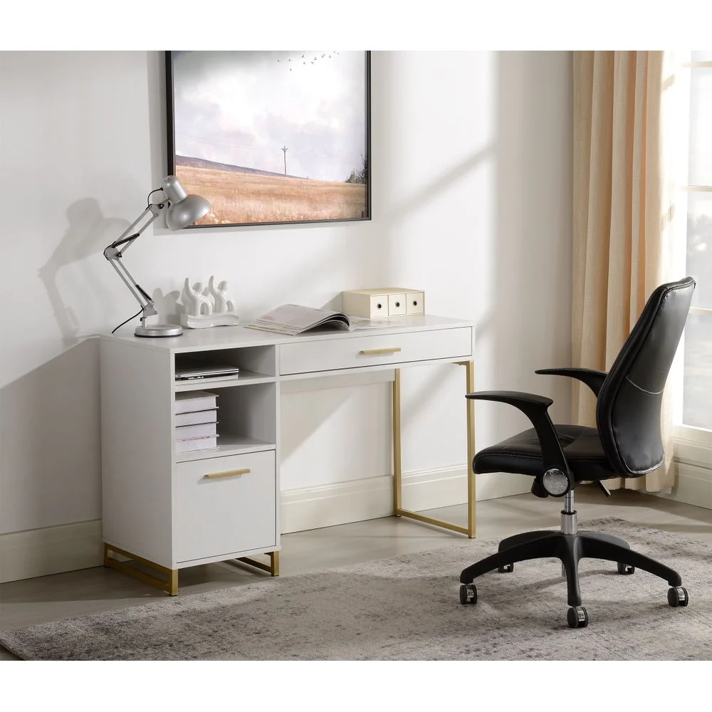 Mainstays WD MTL DESK White Metal Desk, Durable Compact Office Workspace with Spacious Surface - Image 2