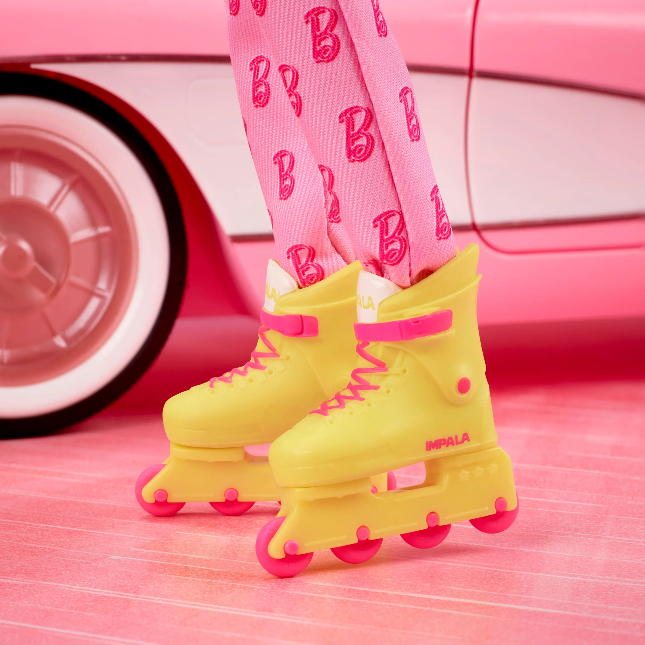 Mattel Barbie The Movie Ken Collectible Doll, Ryan Gosling as Ken, Pink Jumpsuit with B Detail, White Sneakers, Multicolor Roller Skates, Display Stand, JCP80 - Image 5