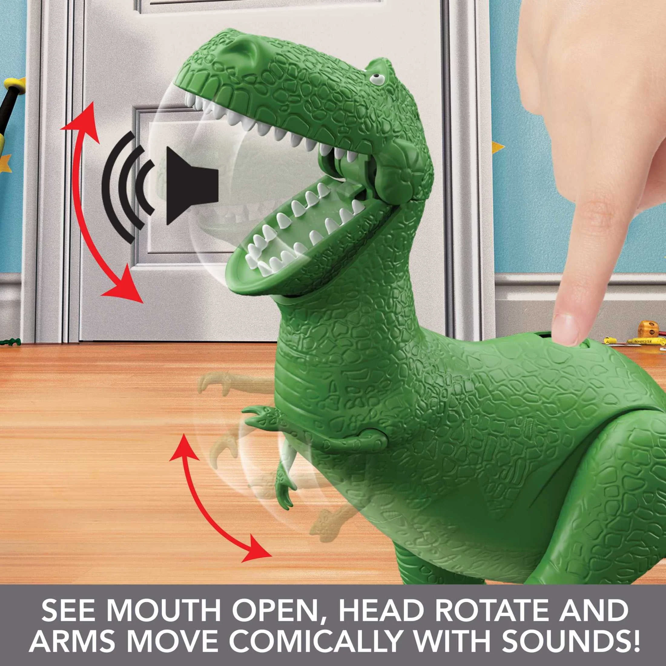 Mattel Disney Pixar Toy Story Roarin Laughs Rex Action Figure, Talking Dinosaur Toy with 40+ Movie Phrases and Sounds, 10.8 Inch - Image 4