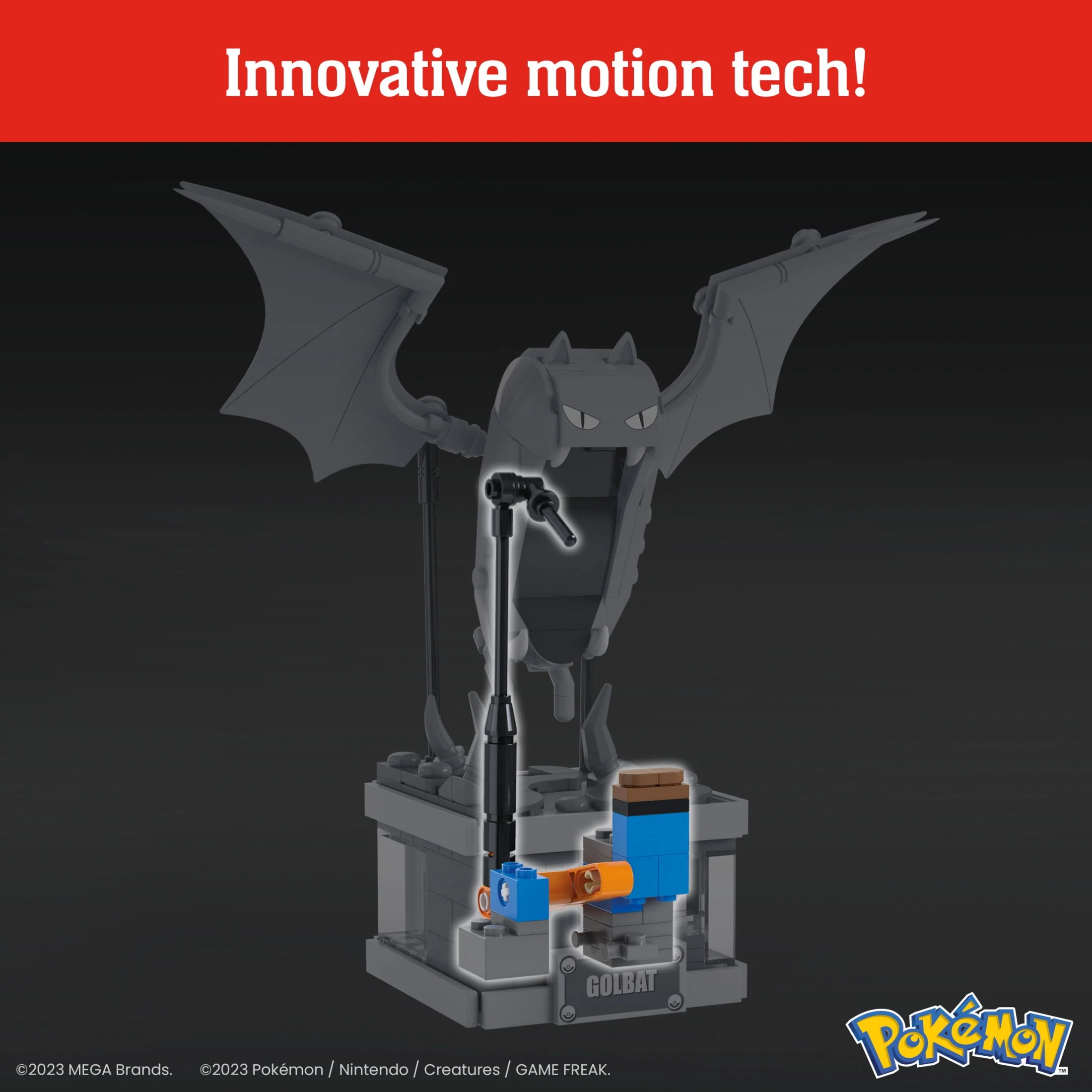 Mattel MEGA Pokmon Mini Motion Golbat Building Toy Set, 313 Pieces, Wing-Flapping Action, 5 Inch Figure, Collectible Construction Kit HTH72 - Image 5