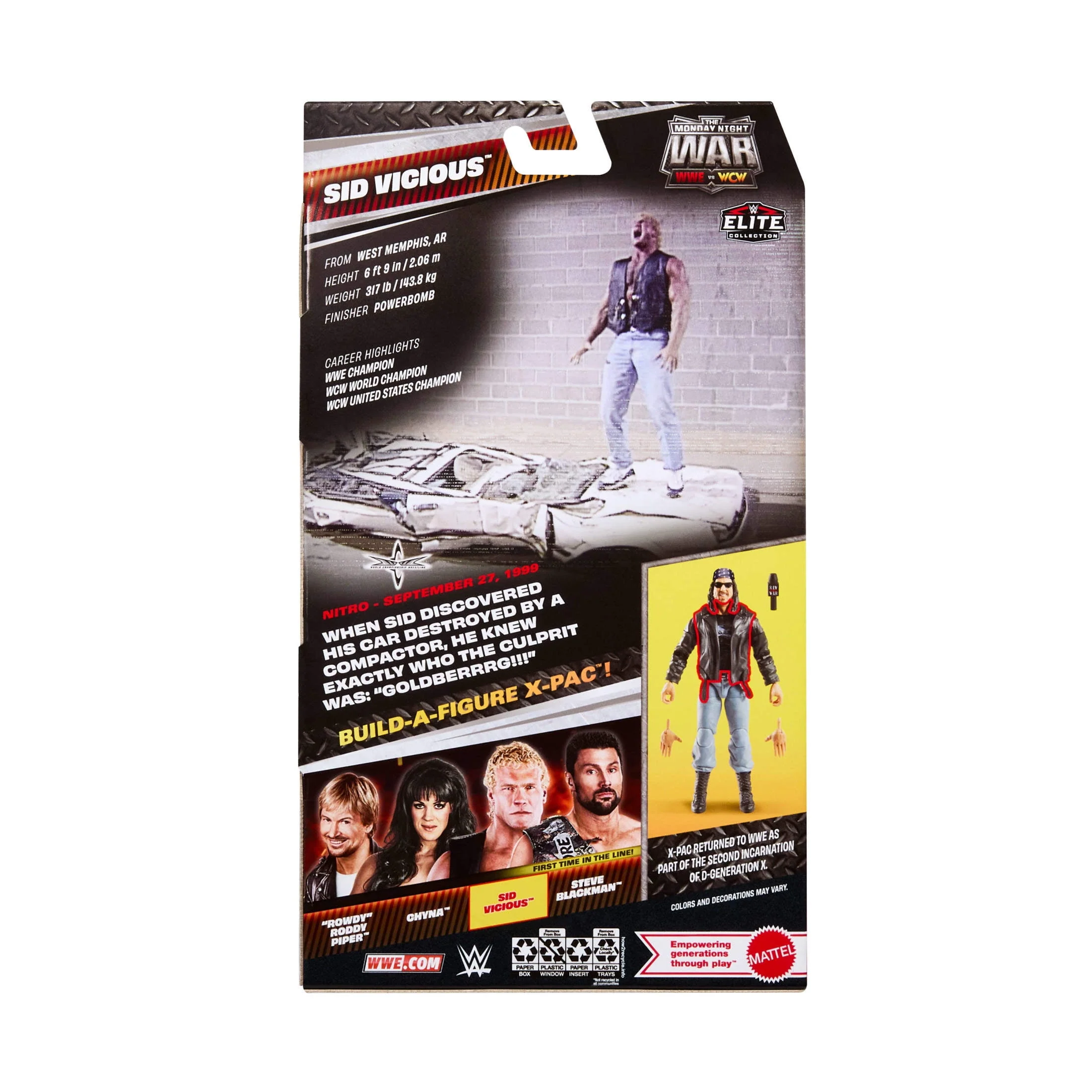 Mattel WWE Elite Sid Vicious Action Figure, Monday Night War Series 10, 6-Inch, Multicolor, Interchangeable Hands and Accessories, JHX37 - Image 6