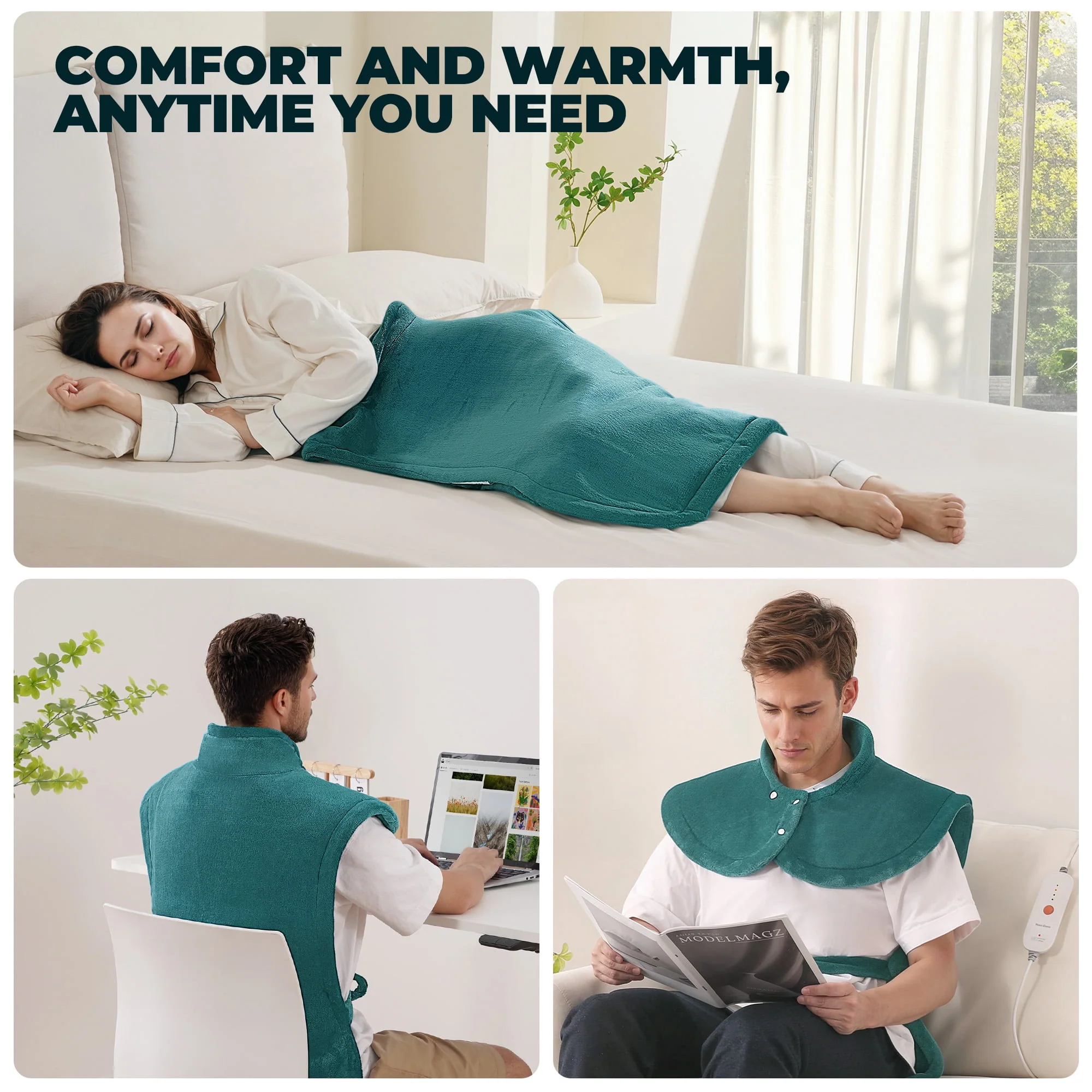 MaxKare Extra Large Flannel Heating Pad, 24 x 40 in, 4 Heat Settings, Auto Shutoff, Green, HW02A - Image 6