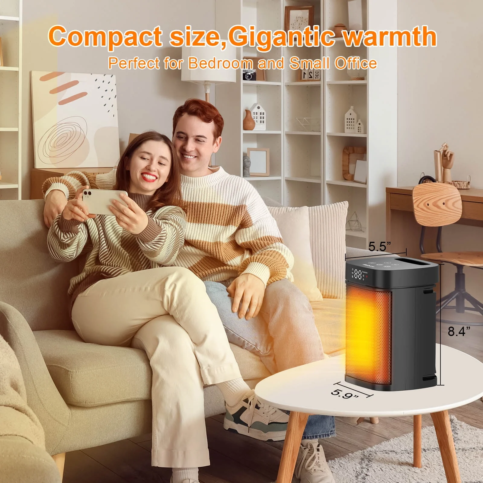 Meibors Portable Ceramic Space Heater with 3 Adjustable Heat Modes, Remote Control and Timer - Image 4