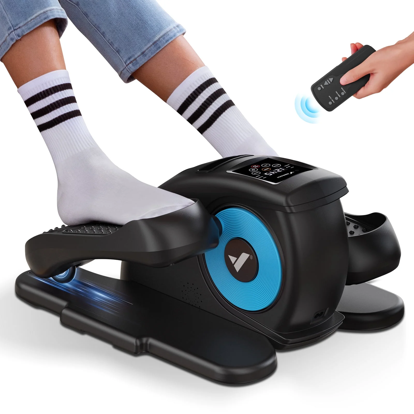 MERACH Under Desk Elliptical Exercise Machine, Quiet, 12 Adjustable Speeds, Remote Control, Blue, E34 - Image 3
