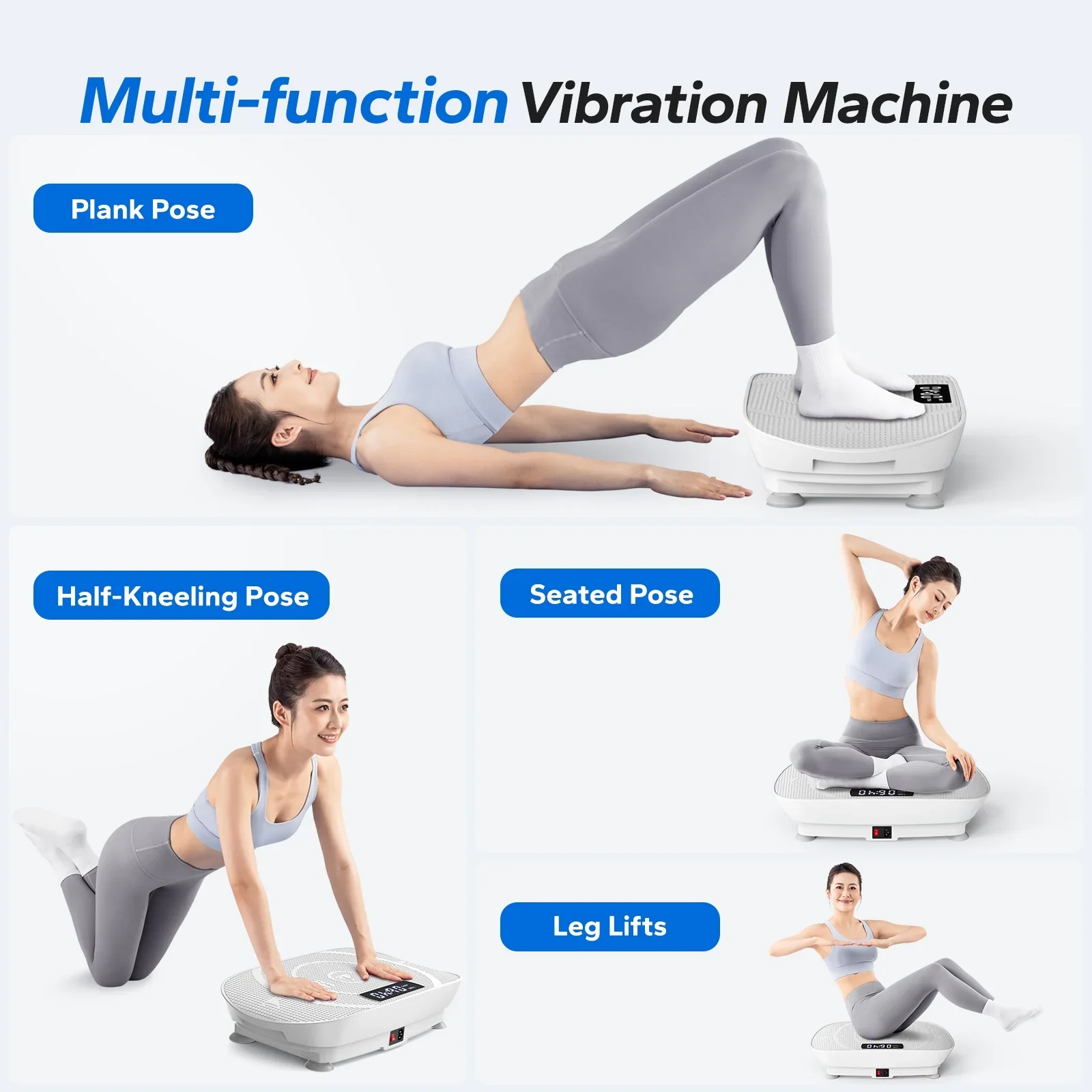 MERACH Vibration Plate Exercise Machine with 2 Resistance Bands Blue Frame - Image 2
