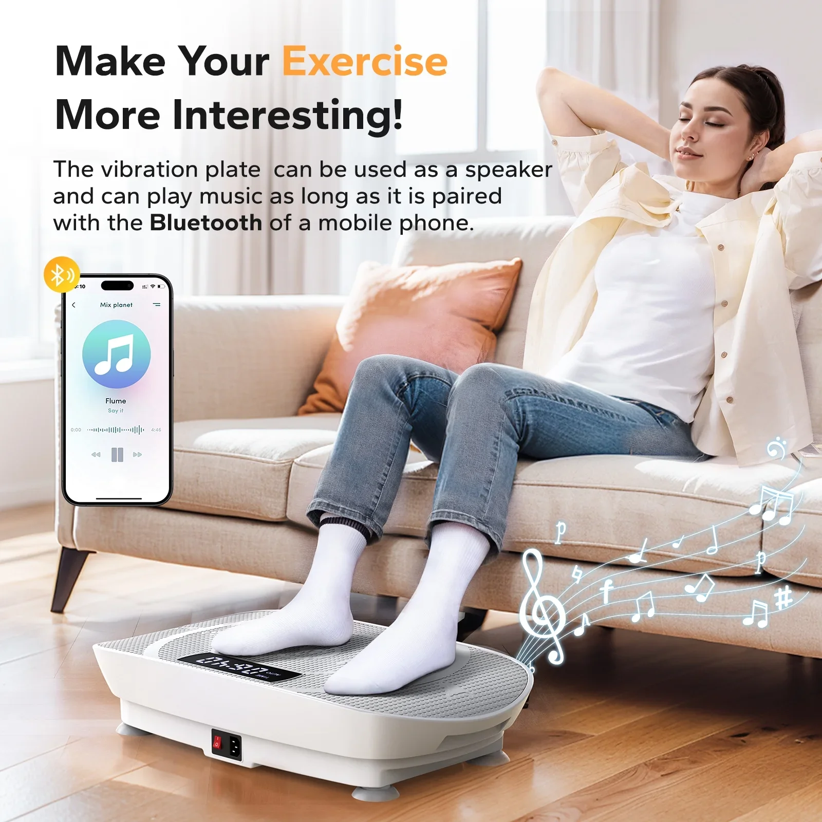 MERACH Vibration Plate Exercise Machine with 2 Resistance Bands Blue Frame - Image 4