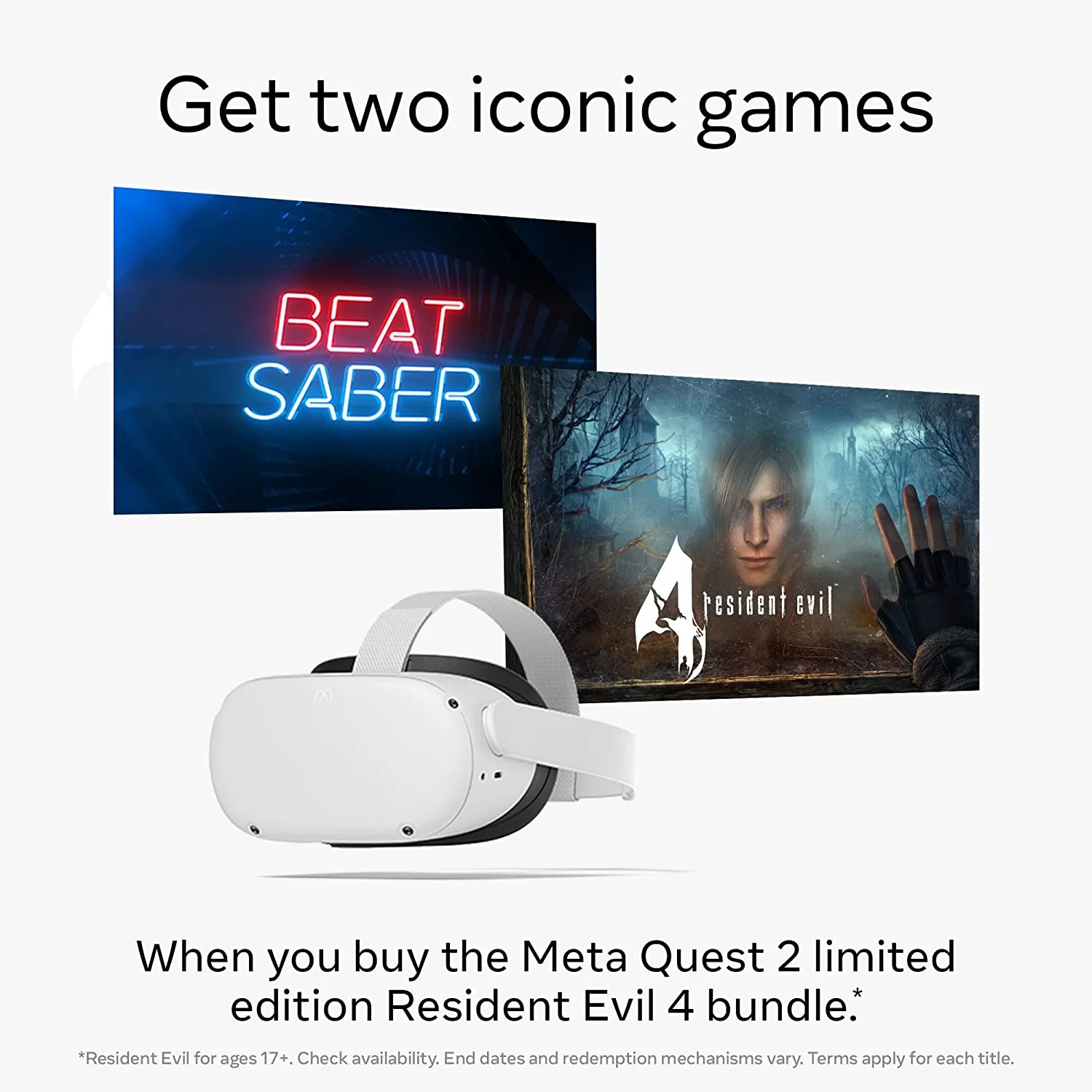 Meta 899-00451-01 Quest 2 Resident Evil 4 Bundle w/ Beat Saber 128 GB Virtual Reality Headset - Image 3
