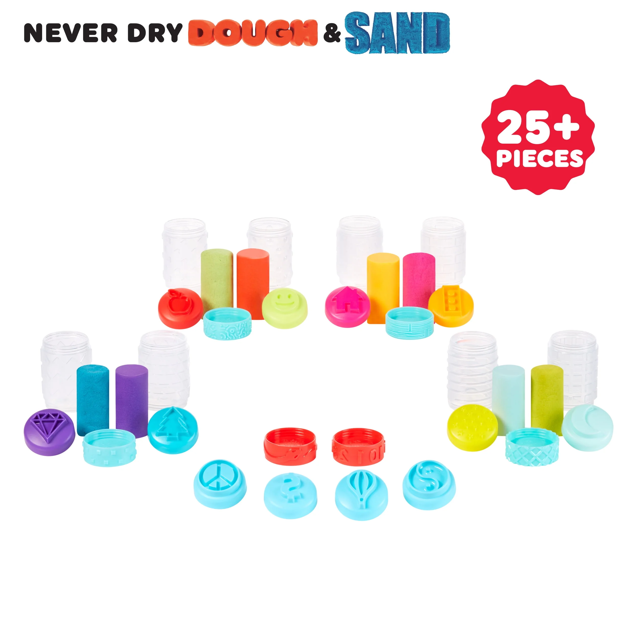 MGA Entertainment Wonder Factory Never Dry Dough & Sand Mega Box Set, Gluten Free, Multicolor, 4 Tubes Dough 60ml, 4 Tubes Sand 90ml, 595298-EUC - Image 2