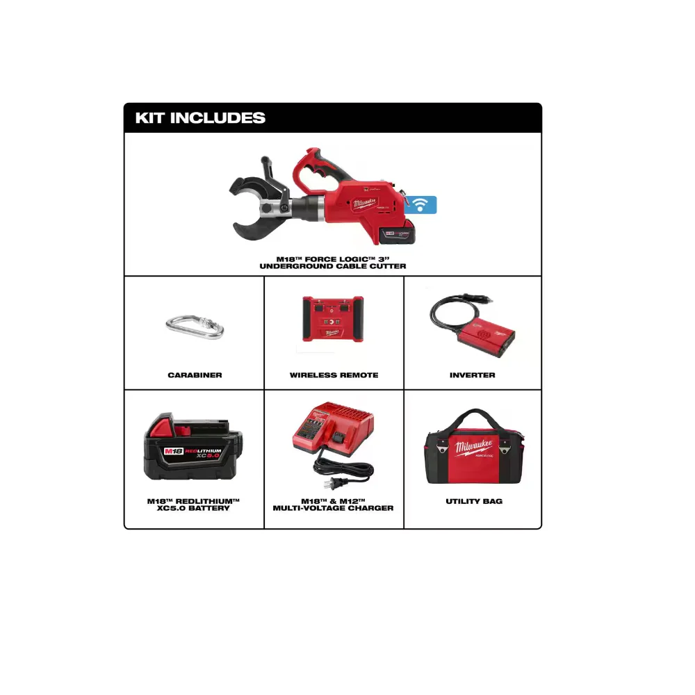 MILWAUKEE 2776R-21 M18 18V Lithium-Ion Cordless FORCE LOGIC 3 in. Underground Cable Cutter w/Wireless Remote Kit W/ (1) 5.0Ah Battery - Image 2
