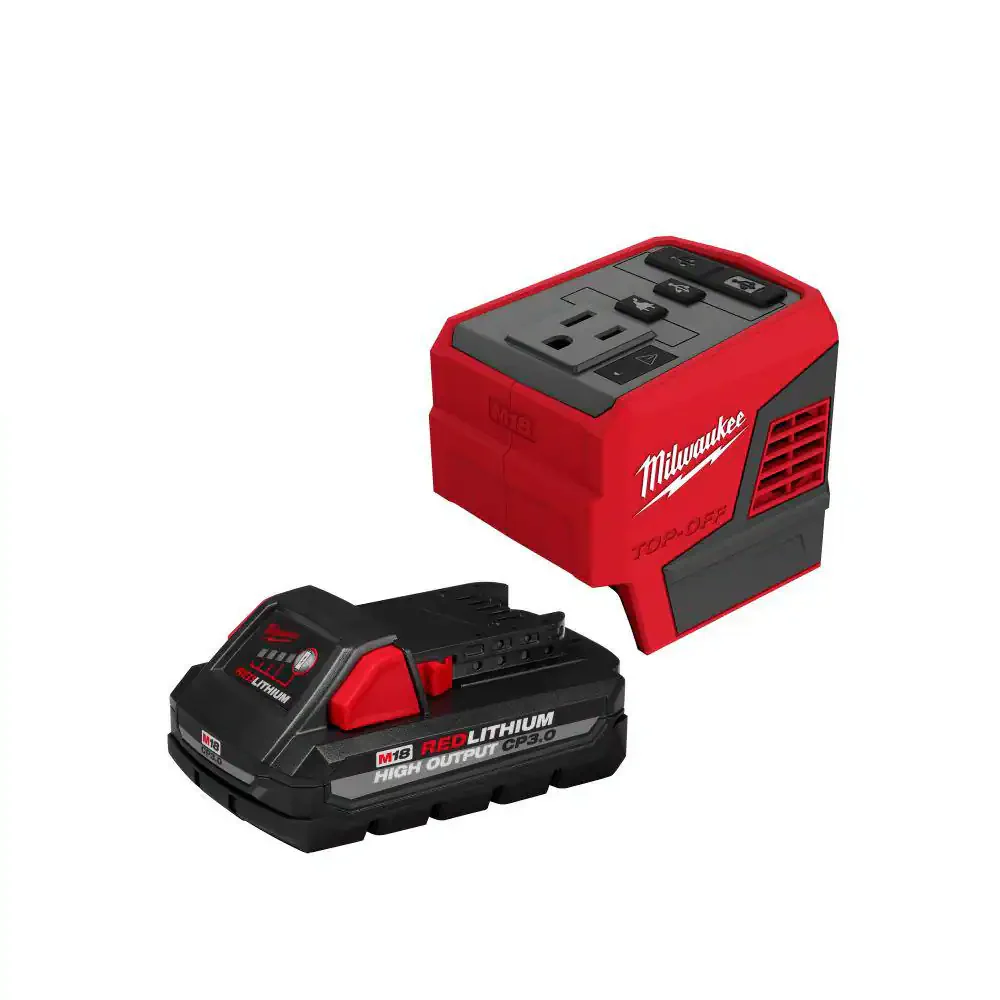 Milwaukee 2846-21HOCP M18 18-Volt Lithium-Ion 175-Watt Powered Compact Inverter with (1) M18 HIGH OUTPUT 3.0 Ah Battery