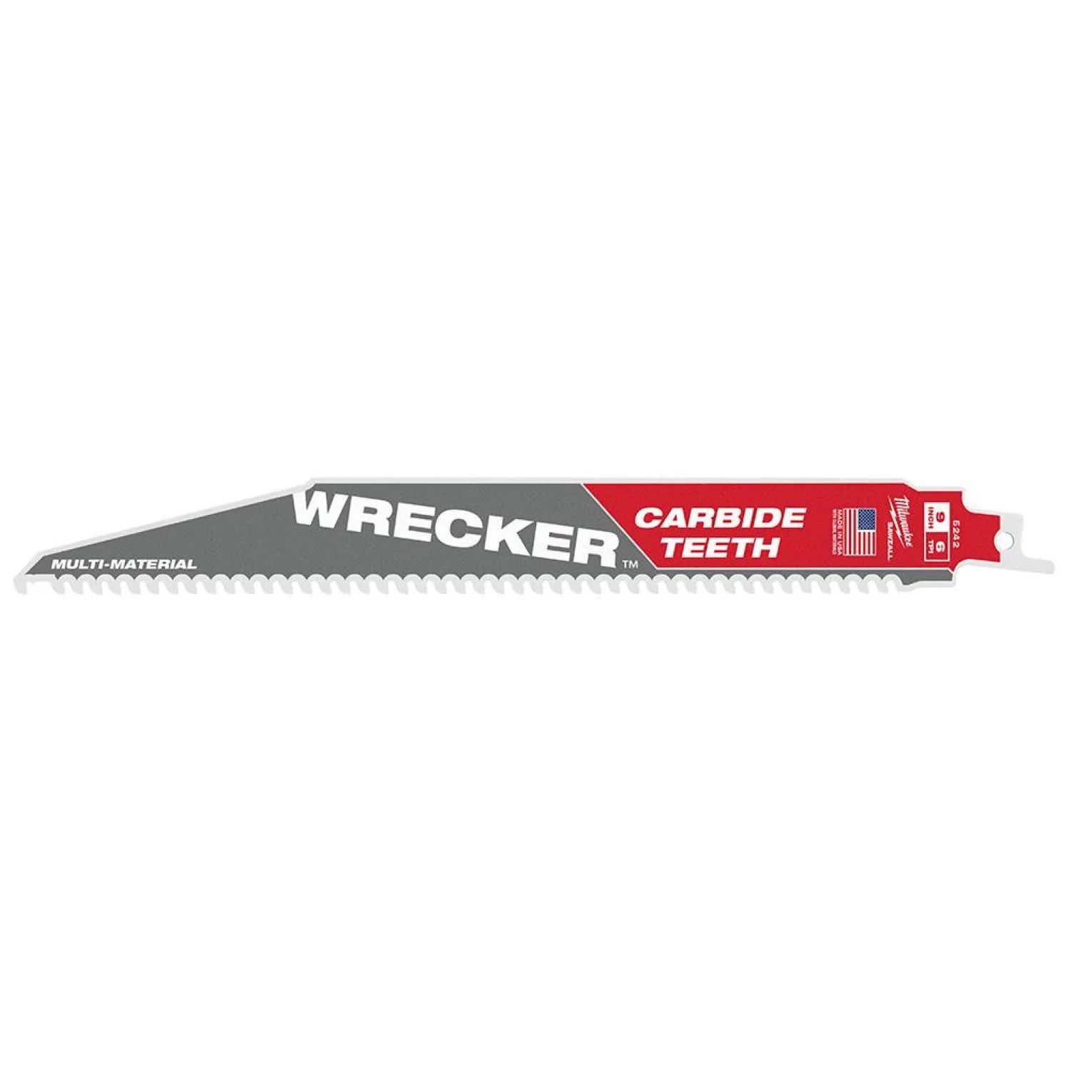 MILWAUKEE 48-00-5242 9in. 6 TPI THE WRECKER with Carbide Teeth SAWZALL Blade 1PK