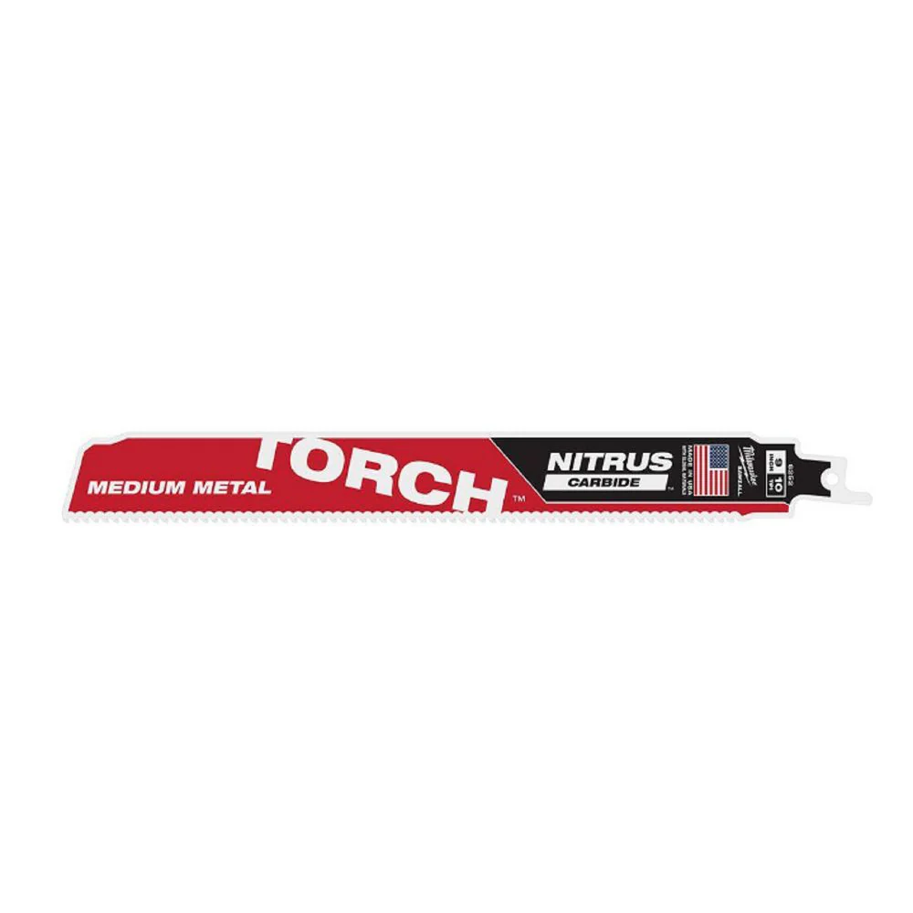 Milwaukee 48-00-6252 9 in. 10 TPI TORCH Nitrus Carbide Teeth Medium Metal Cutting SAWZALL Reciprocating Saw Blade - Image 2