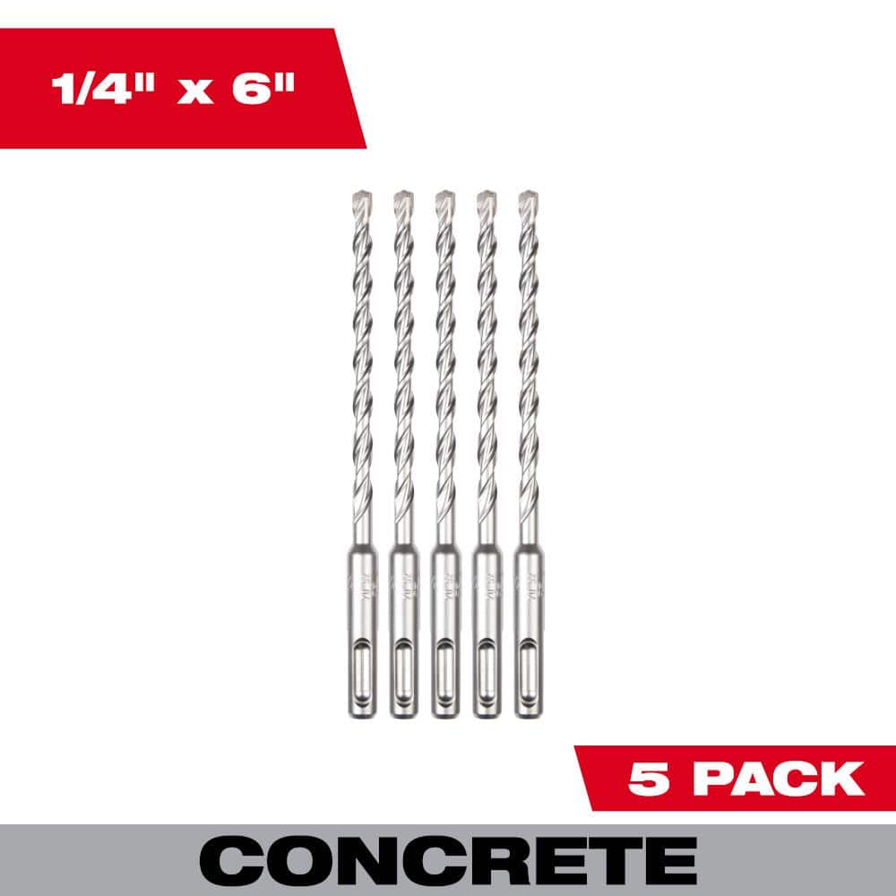 Milwaukee 48-20-8731 SDS Plus M2 2-Cutter Rotary Hammer Drill Bit, 1/4 in. x 6 in., (5 Pack) - Image 2