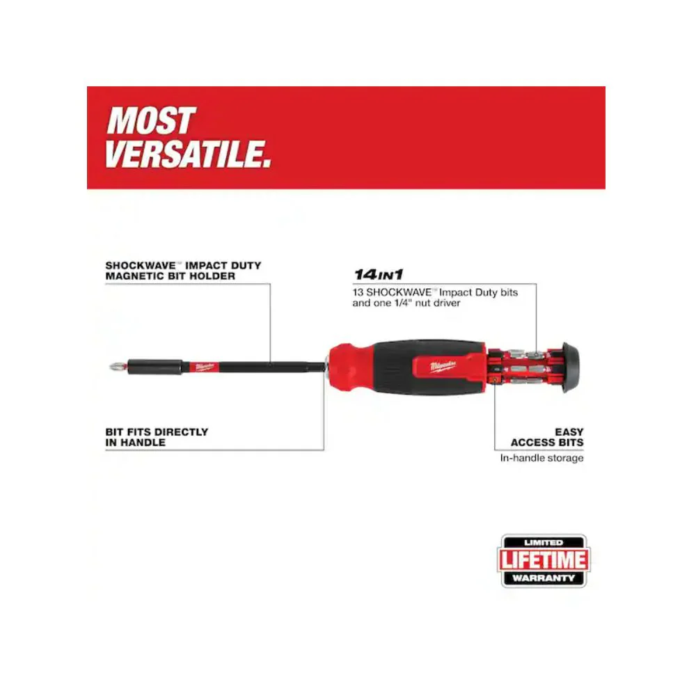 Milwaukee 48-22-2915 14-in-1 Multi-Bit Screwdriver with SHOCKWAVE Impact Duty Bits - Image 3
