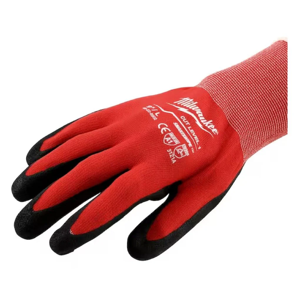 Milwaukee 48-22-8901P Medium Red Nitrile Level 1 Cut Resistant Dipped Work Gloves (6-Pack) - Image 2