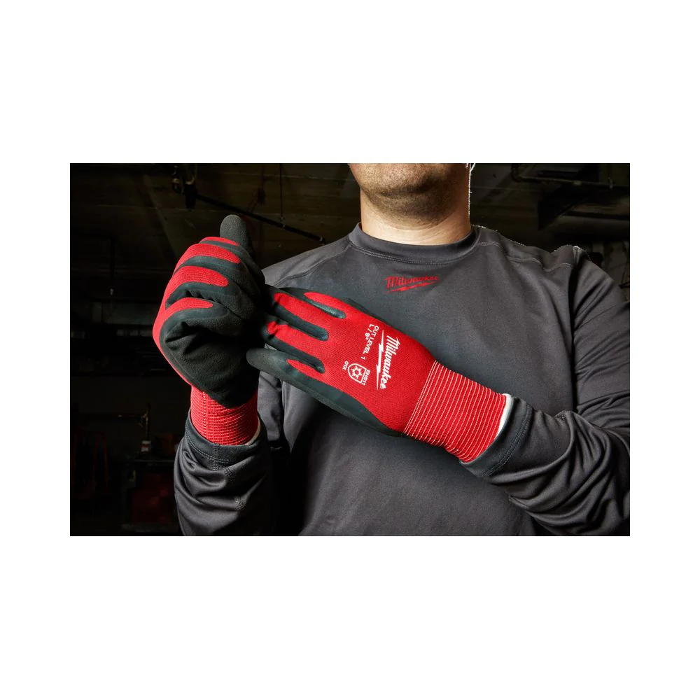 Milwaukee 48-22-8913 Latex Level 1 Cut Resistant Insulated Winter Dipped Work Gloves X-Large Red - Image 2