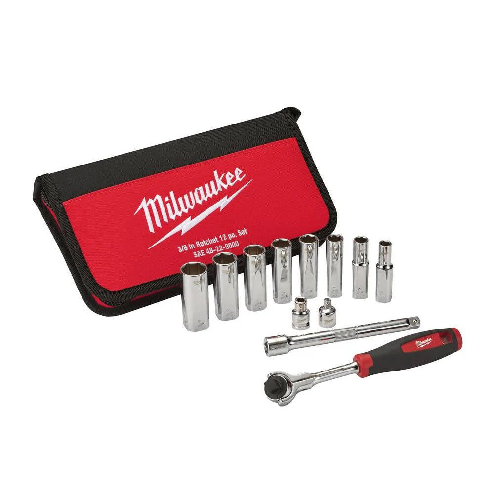 Milwaukee 48-22-9000 3/8 in. Drive SAE Socket Set (12-Piece) - Image 2