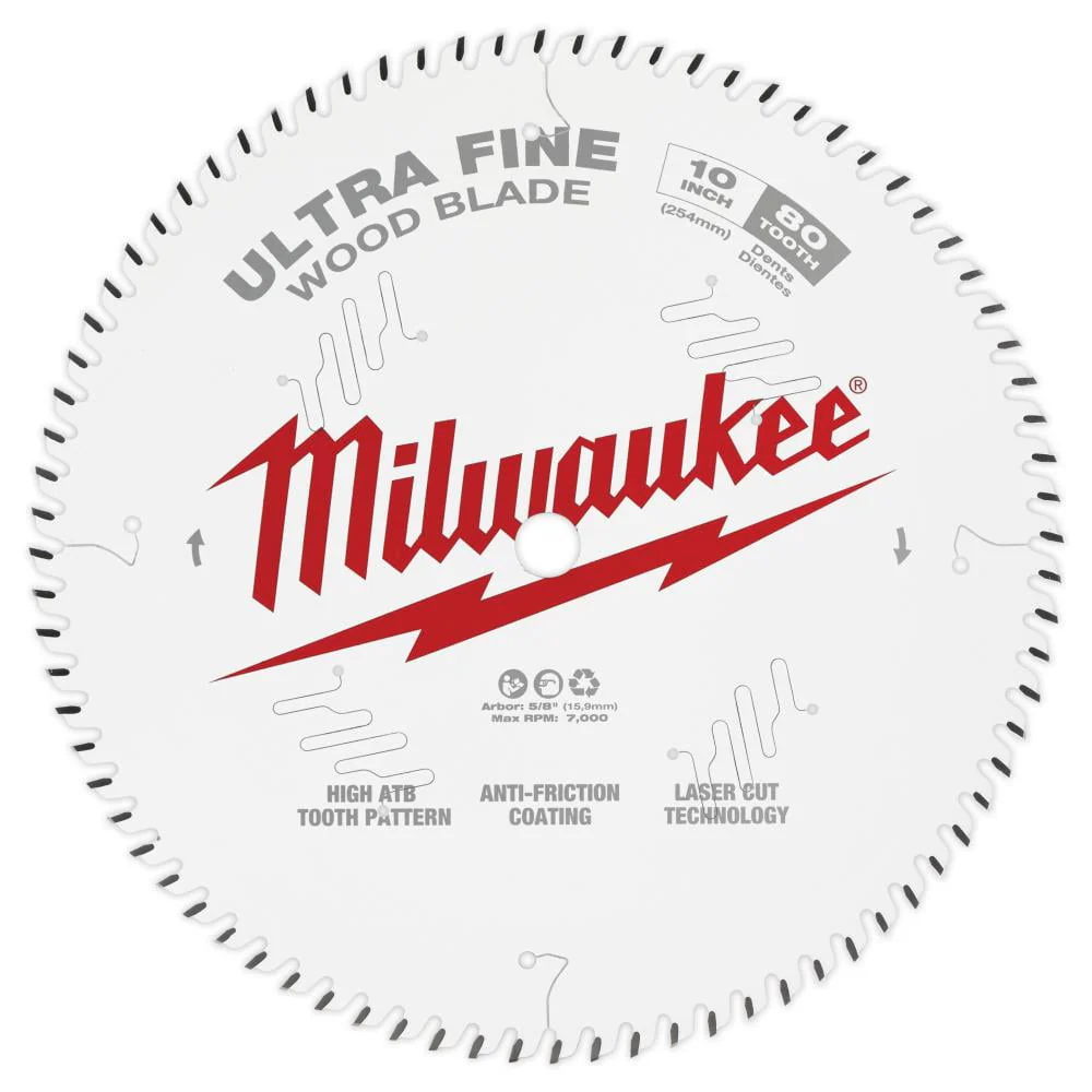 Milwaukee 48-40-1032 10 inch 80T Ultra Fine Finish Circular Saw Blade, Silver