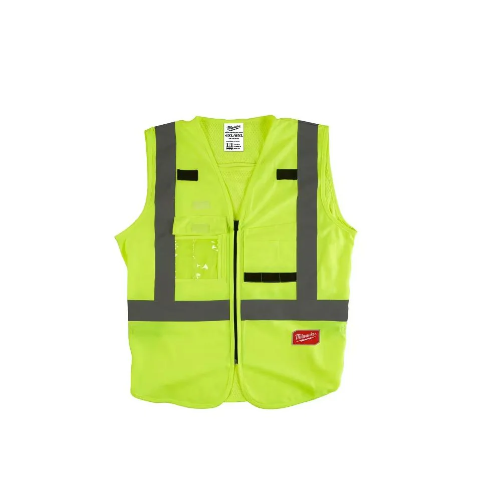 Milwaukee 48-73-5024 Mens Class 2-High Visibility Safety Vest With 10-Pockets 4XL/5XL Yellow