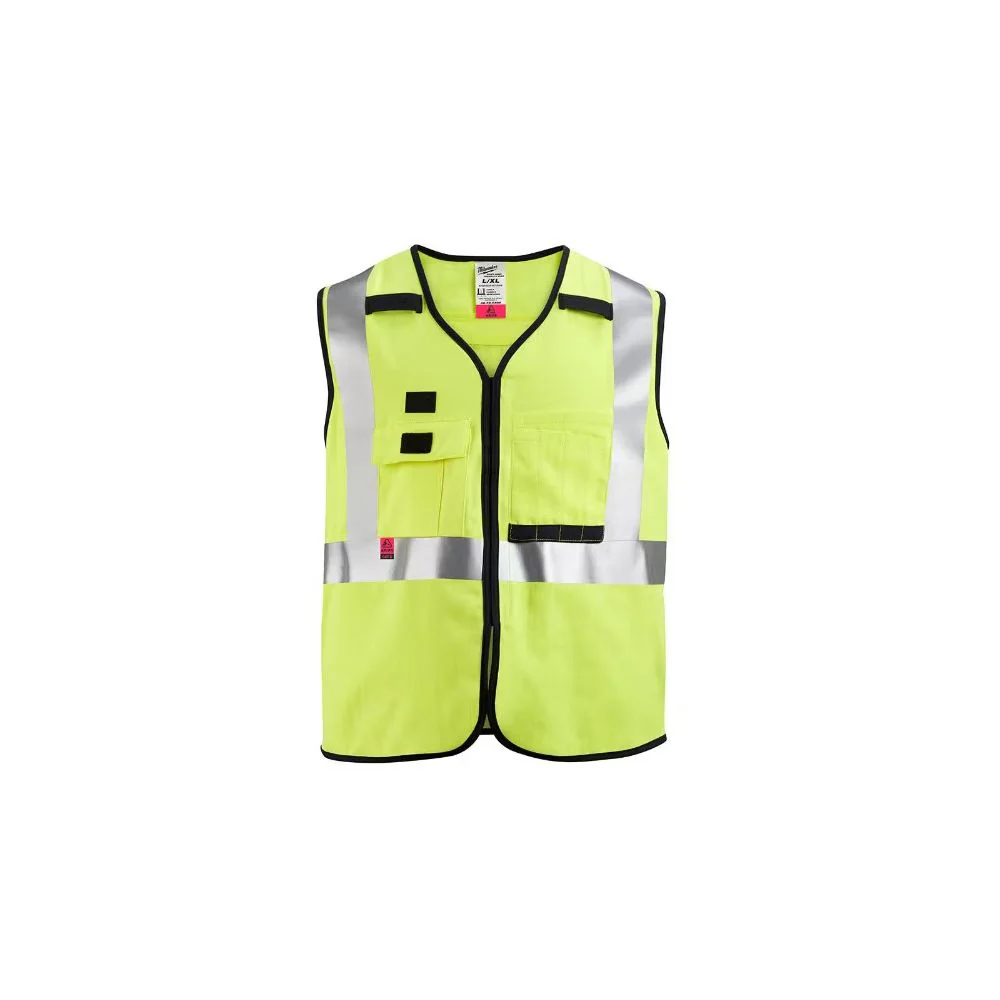 Milwaukee 48-73-5302 Mens Arc-Rated/Flame-Resistant Woven Class 2 High Visibility Safety Vest, Large/X-Large Yellow