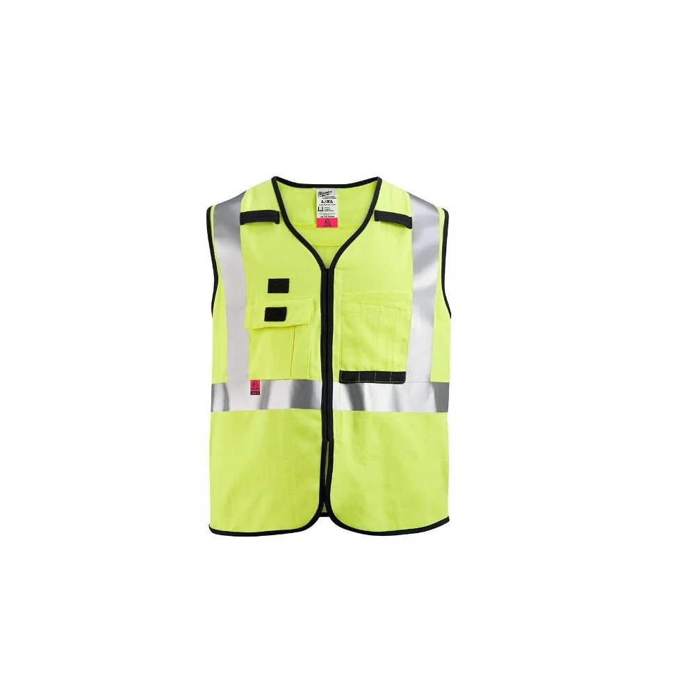 Milwaukee 48-73-5303 AR/FR Cat. 1 Class 2 High Visibility Yellow Safety Vest - 2XL/3XL