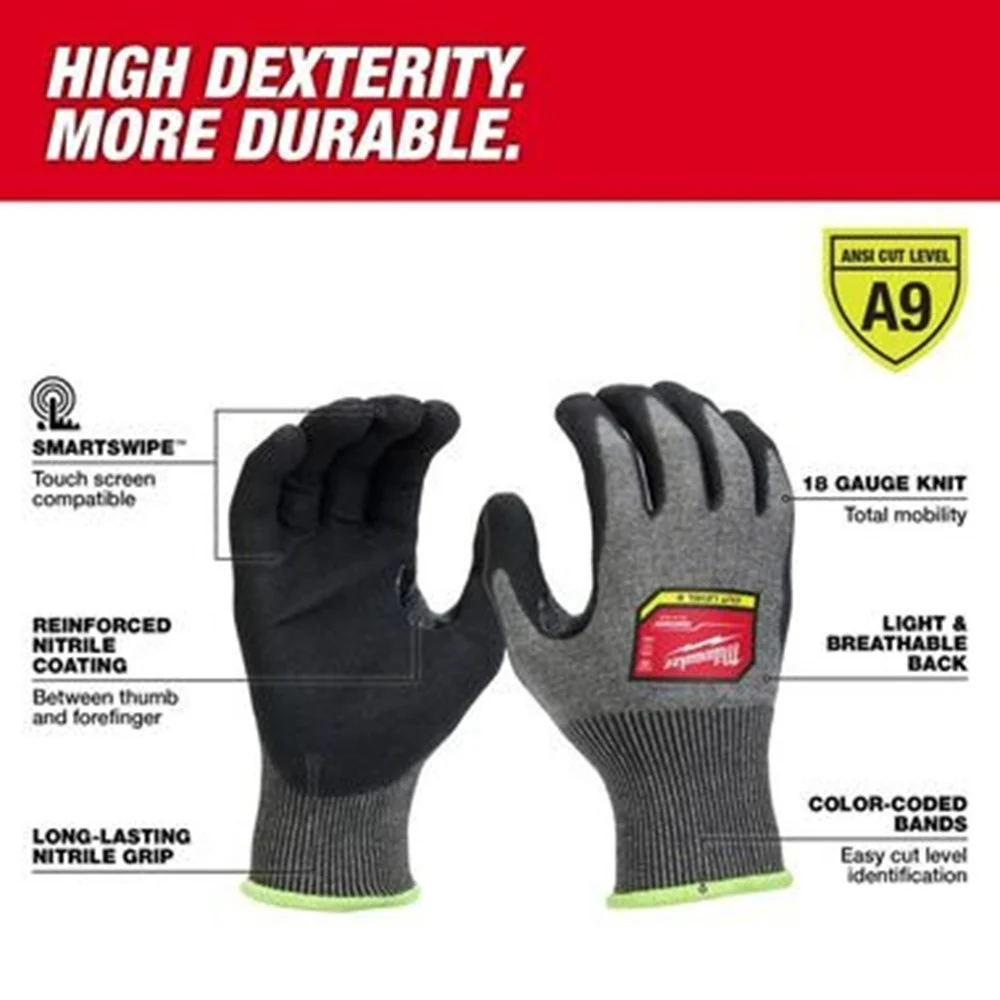 Milwaukee 48-73-7031 High-Dexterity Cut Resistant Nitrile Dipped Gloves - Medium - Touchscreen Compatible - Image 2