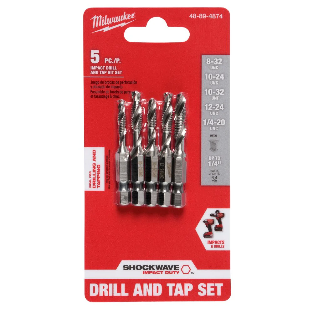Milwaukee 48-89-4874 SHOCKWAVE 5 Pc. SAE Impact Drill Tap Set - Image 2