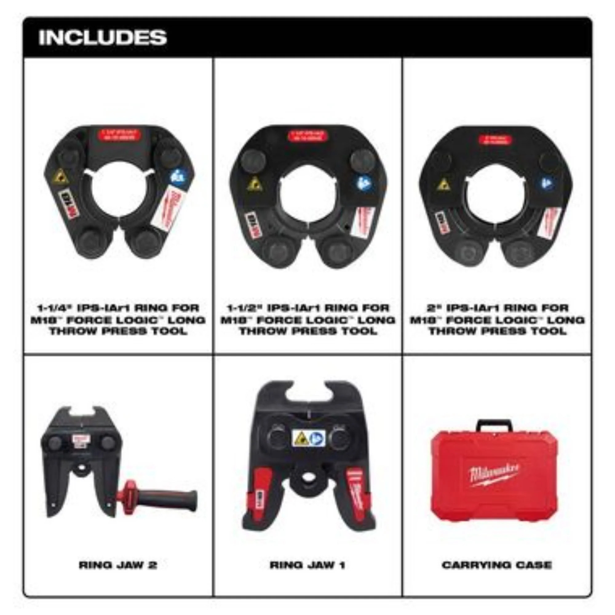 Milwaukee 49-16-2691S 1-1/4"-2" IPS-IA Press Ring Kit for M18 FORCE LOGIC Long Throw Press Tool - Image 2