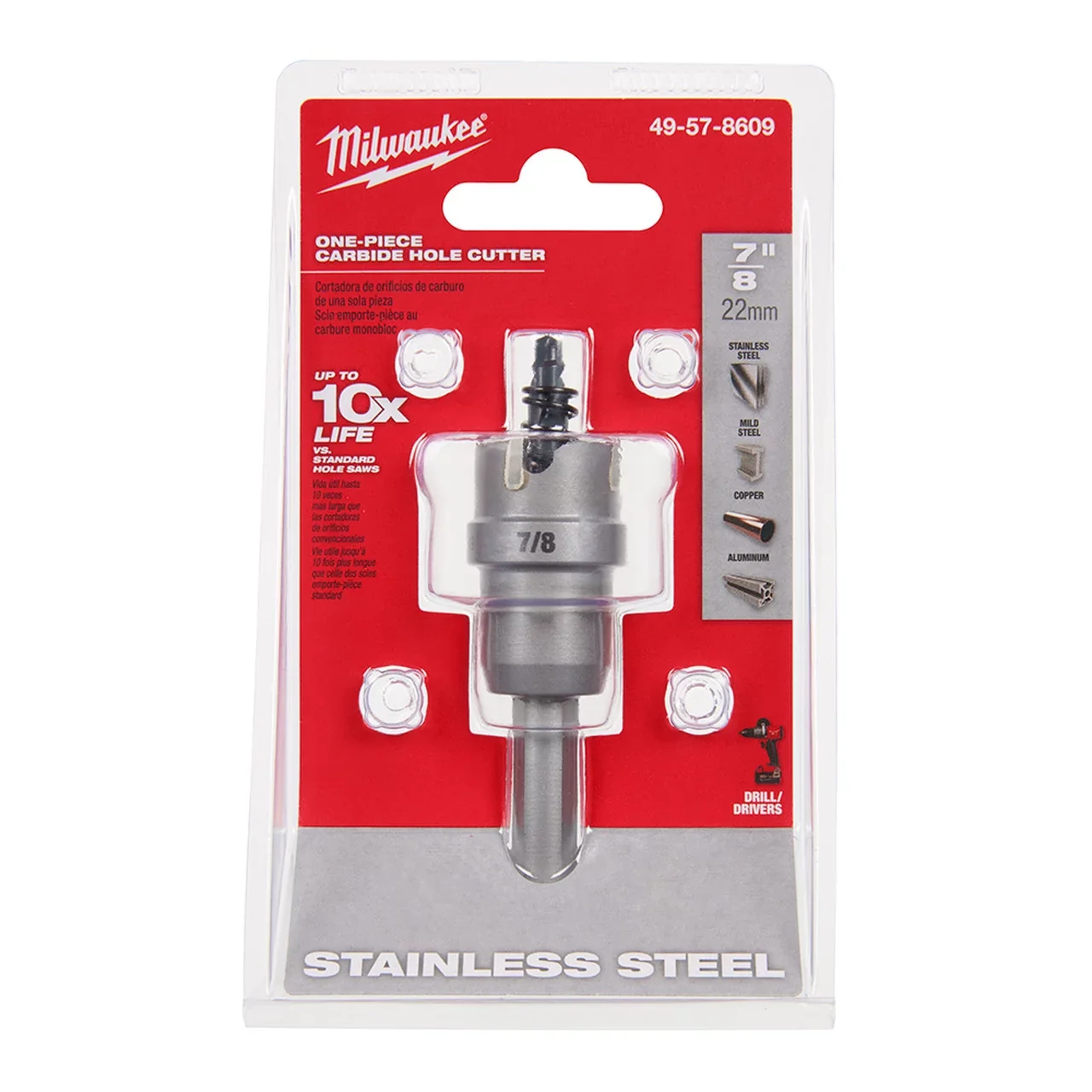 Milwaukee 49-57-8609 7/8" One-Piece Carbide Hole Cutter - Image 3