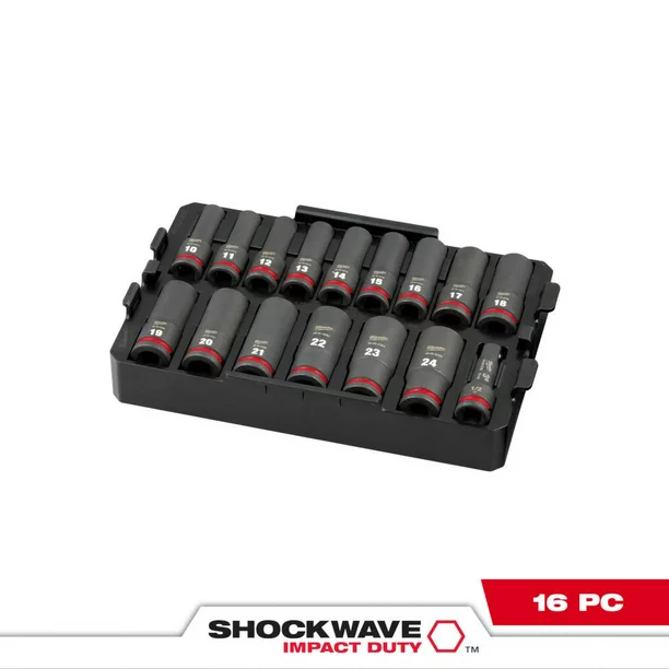 Milwaukee 49-66-6818 Shockwave Impact Duty Socket 1/2" Dr 16Pc Mm Tray Set - Image 2