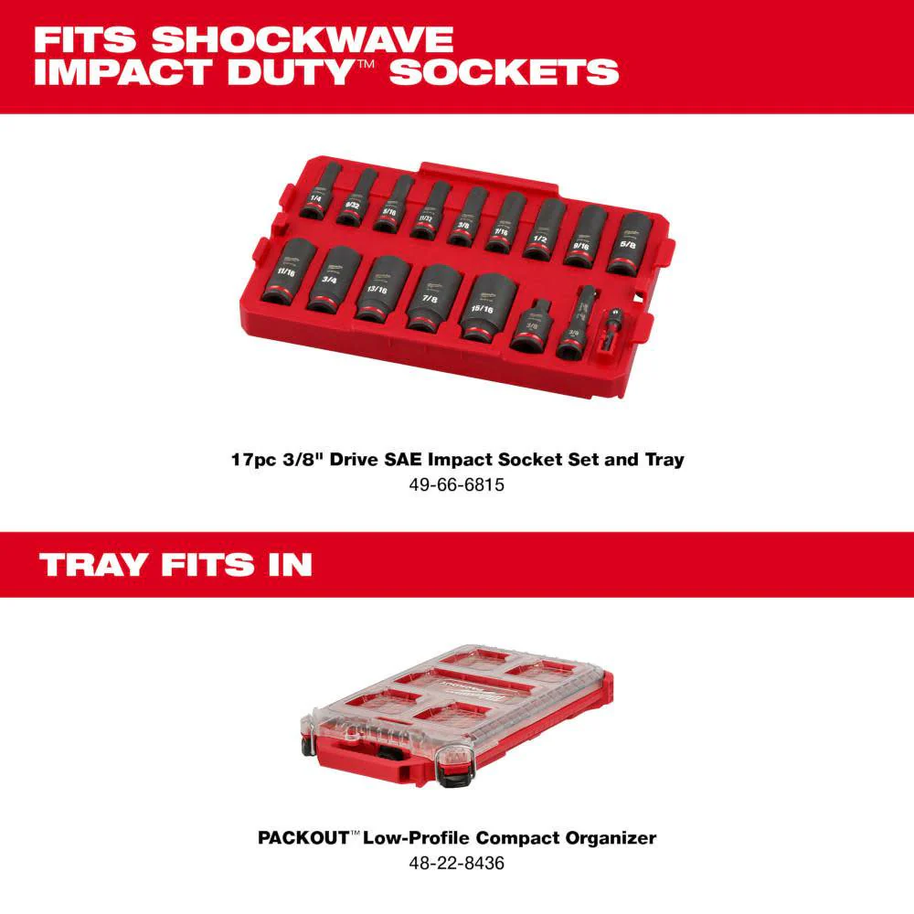 Milwaukee 49-66-6830 Shockwave Impact Duty Socket Drive 3/8" 17-Piece (Tray-Only) - Image 2