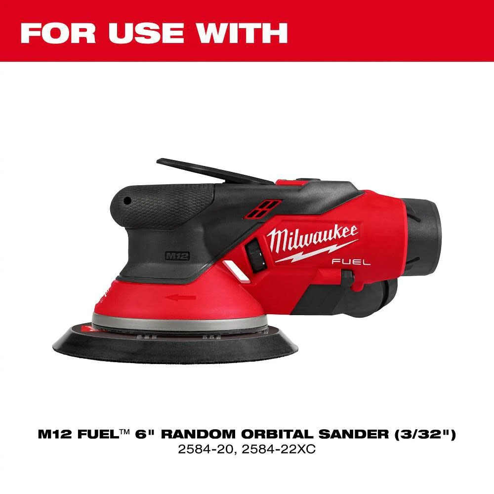 Milwaukee 6 in. Hook and Loop Sander Backing Pad, Soft Density, Dark Brown, Compatible with Random Orbital Sanders, 49-36-2583 - Image 4