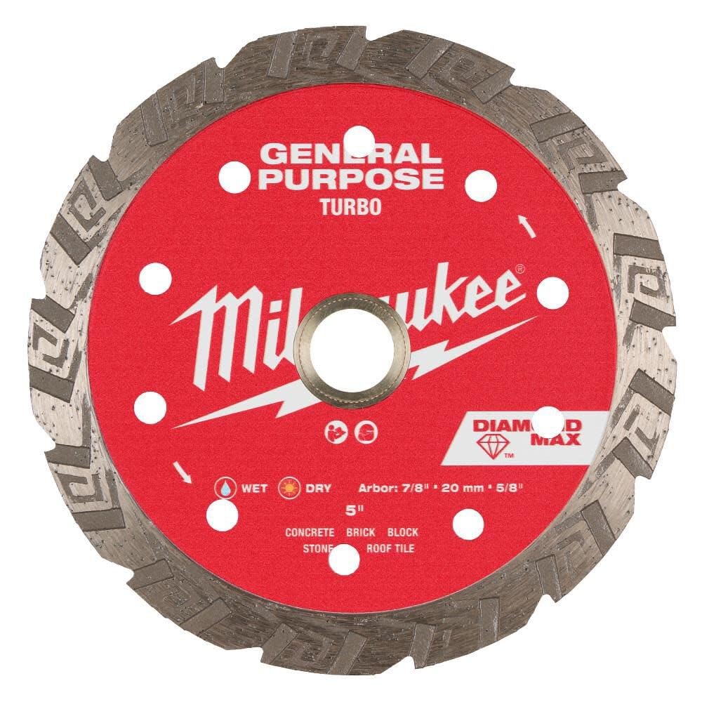 Milwaukee Electric Diamond MAX Turbo 5 Inch General Purpose Diamond Blade, Red, 49-93-9105