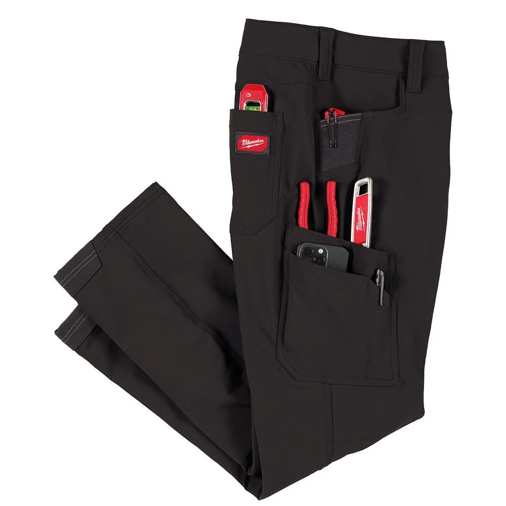 Milwaukee Electric FREEFLEX Tech Work Utility Pants, Black, 32 in. Waist, 30 in. Length, 7 Pockets, Wind and Water Resistant, M651B-3230 - Image 2