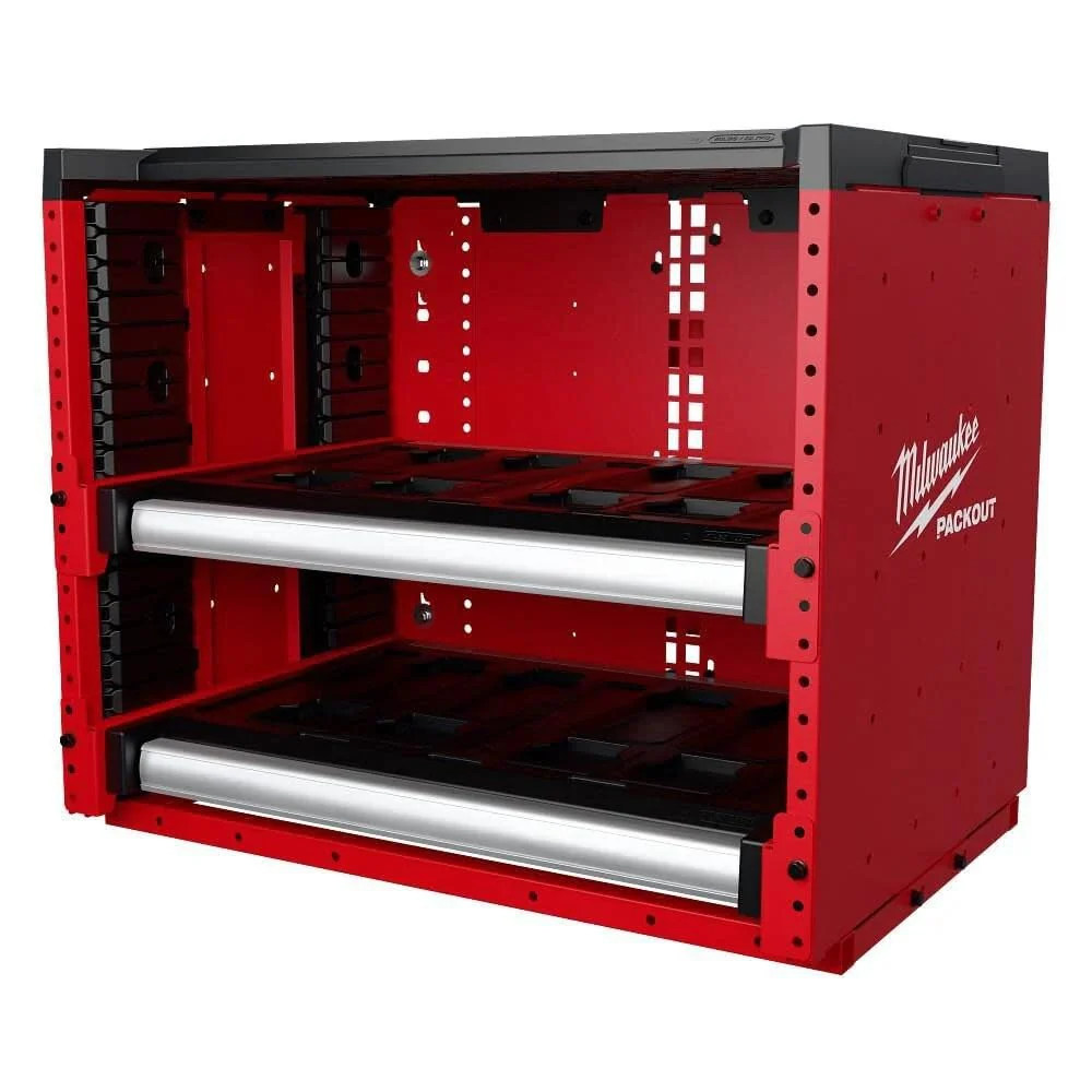 Milwaukee Electric PACKOUT Steel Storage Rack, Modular Sliding Drawers, Customizable Layout, Red/Black, 48-21-8000 - Image 4