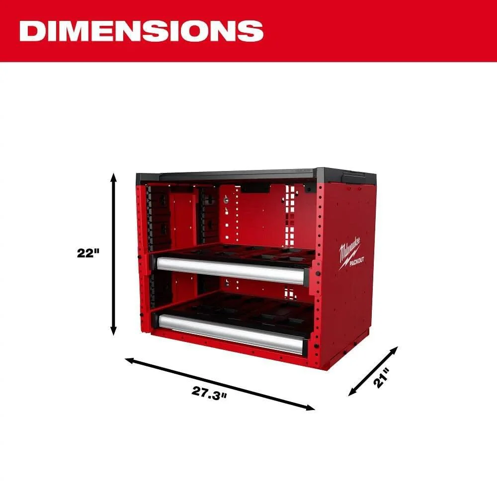 Milwaukee Electric PACKOUT Steel Storage Rack, Modular Sliding Drawers, Customizable Layout, Red/Black, 48-21-8000 - Image 5