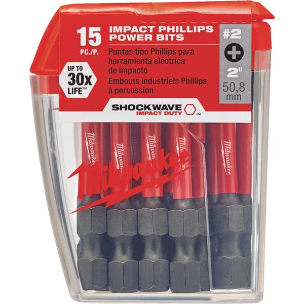 MILWAUKEE ELECTRIC TOOL 48-32-5004 Shockwave 2" Power Bit Phillips #2 15 Piece Contractor Pack - Image 5