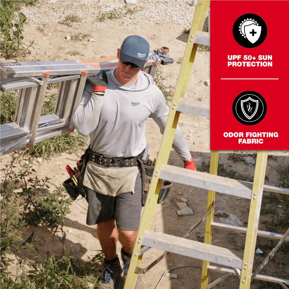 Milwaukee M550G-M Workskin Hooded Shirt - Gray M - Image 3