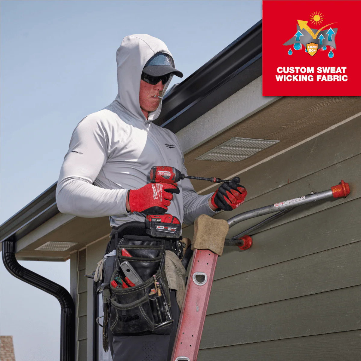 Milwaukee M550G-M Workskin Hooded Shirt - Gray M - Image 6