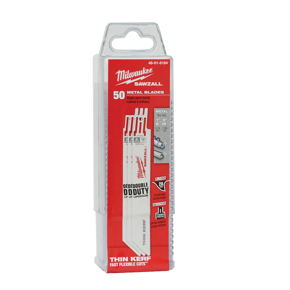 MILWAUKEE THIN KERF SAWZALL BLADE, 6 IN., 18 TPI, 50 PER PACK