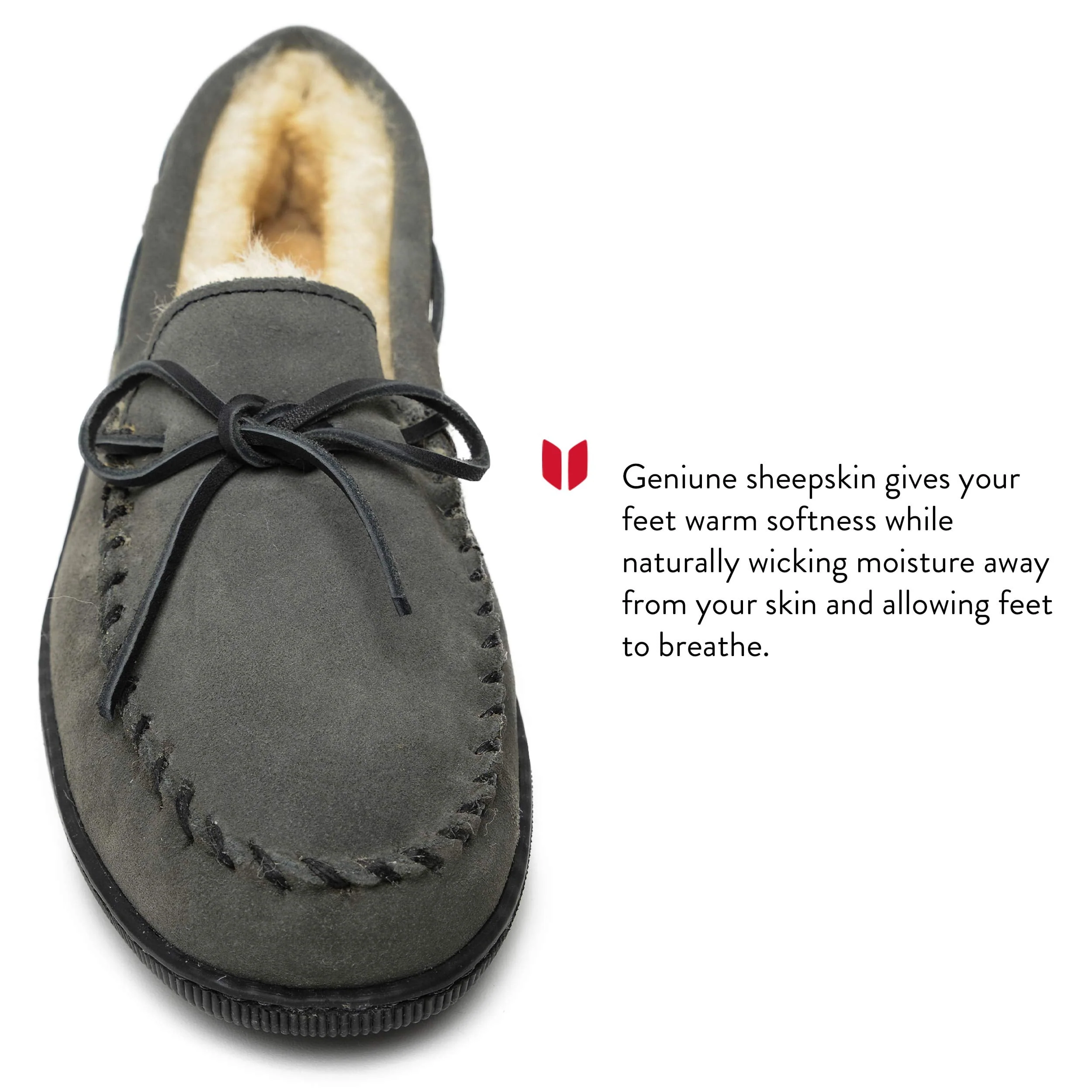 Minnetonka Moccasin Sheepskin Hardsole Mocs for Men - Grey - 9W - Image 4