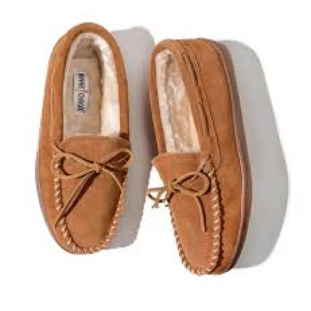 Minnetonka Moccasin Pile-Lined Hardsole Mocs for Men - Brown - 15M - Image 3