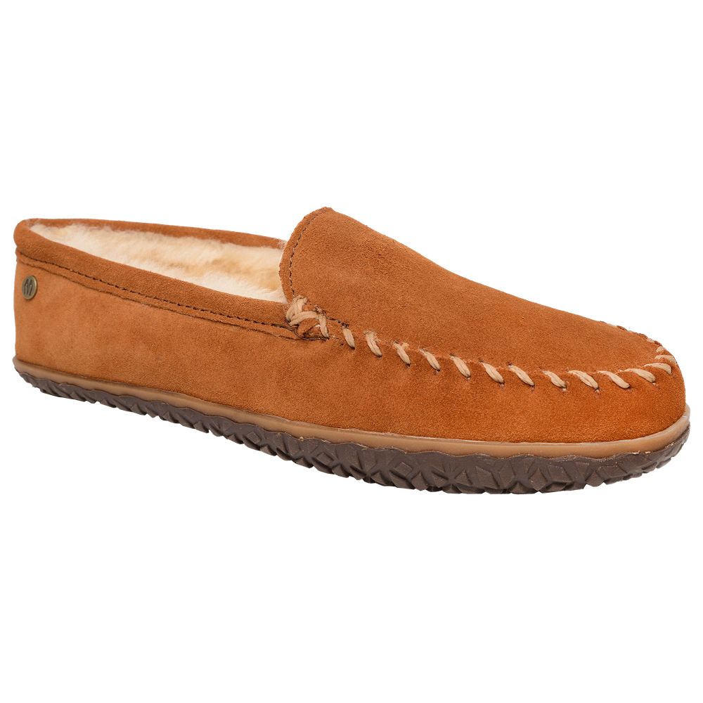 Minnetonka Sheepskin Tobie Slippers for Men - Brown - 9M
